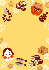 節分タイトルフレーム　黄色背景