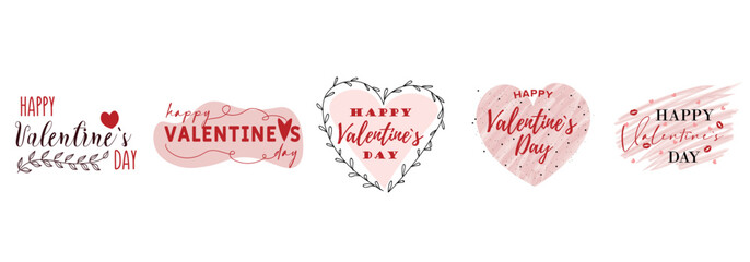 Set of drawn cards for Valentine's Day on white background © Pixel-Shot
