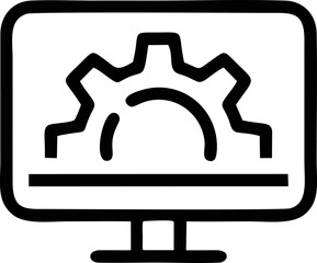 Computer icon symbol in a white background, black laptop icon symbol on the white background	
