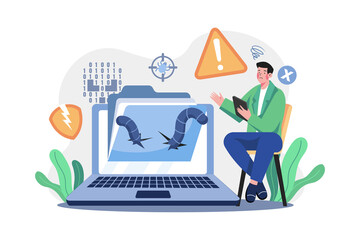 Document Corrupted Illustration concept on white background