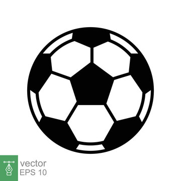 Soccer ball icon. Simple flat style. Football, black round ball, pentagon pattern, circle, hexagon, sport concept. Vector illustration isolated on white background. EPS 10.