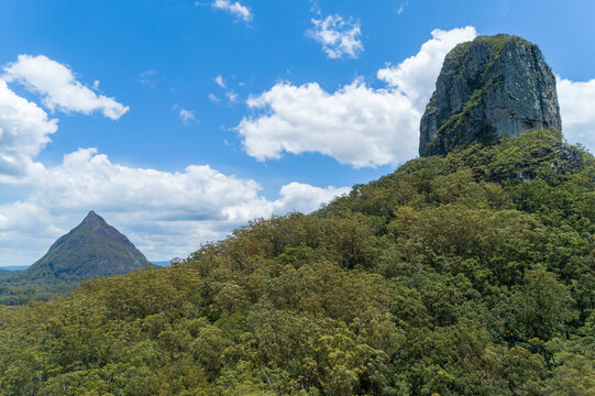 Glass House Mountains, Coonowrin and Beerwah.