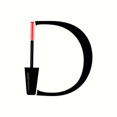 logo letter d with icon mascara brush vector design