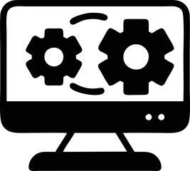 Computer icon symbol in a white background, black laptop icon symbol on the white background	
