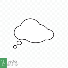Think bubble with outline. Simple flat style. Cloud, dream, balloon, bubble speech, cartoon, comic speak and dialog, communication concept. Vector illustration isolated. EPS 10.