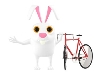 3d character , rabbit with a cycle