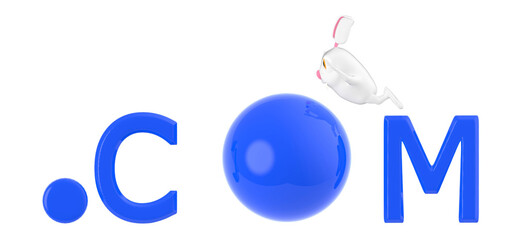 3d character , rabbit - .com text