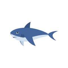 Obraz premium Cute shark being angry cartoon illustration. Baby underwater angry animal on white background. Marine animal, fish concept