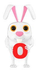 3d character , rabbit and o Alphabet