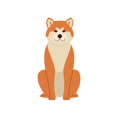 Obraz na płótnie Canvas Cute comic shiba inu sitting vector illustration. Dog cartoon character sitting, symbol of 2018 isolated on white background. Pets or domestic animals, New Year concept