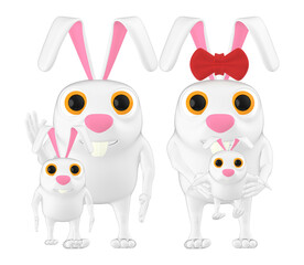 Obraz premium 3d character , rabbit family 3d toon render