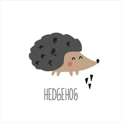 Learning cards for kids. Animals. Hedgehog. Educational worksheets for kids. Preschool activity