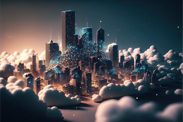 Digital illustration about technology and architecture.