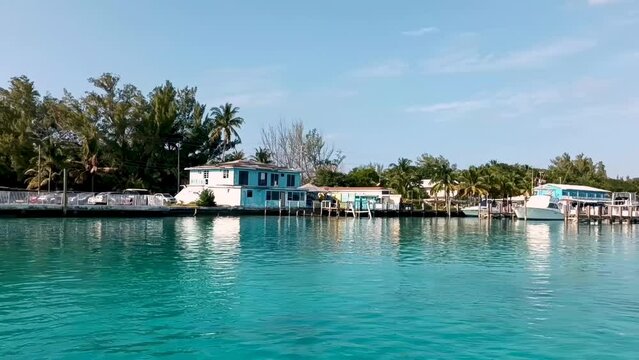 4k video of the marina at Alice Town in North Bimini, Bahamas
