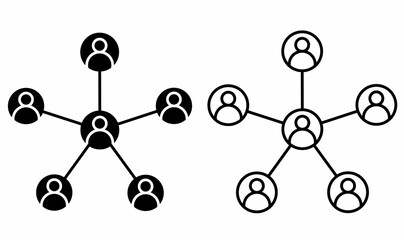 outline silhouette social network icon set isolated on white background