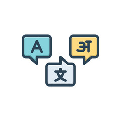 Color illustration icon for language