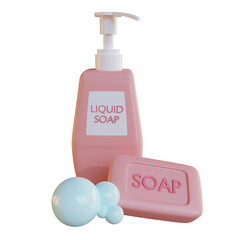soap and body wash bottle bubble 3d cute on transparent background
