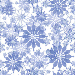 Vector Christmas seamless pattern with lilac snowflakes on transparent background