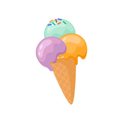 Celebration or party ice cream vector illustration. Cartoon drawing of party desert on white background. Birthday, holiday, decoration concept