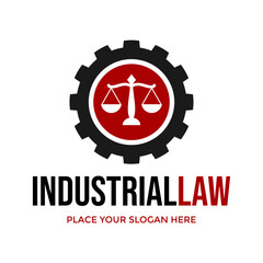 Industrial law vector logo template. This design use scales of justice. Suitable for rule in industrial.