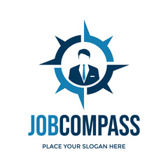 Obraz premium Job compass vector logo template. This design use compass and human symbol. Suitable for business.
