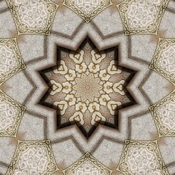 Embroidery and batik design concept. Antique illustration art for website, user interface theme. New trendy wallpaper, cover photo, interior decoration idea. Abstract pattern for the carpet background
