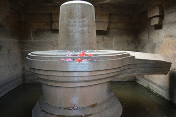 Badavi Linga Shiva temple Hampi. Historical monuments at Hampi. Hindu temples in Karnataka. Tourist...