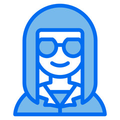 girl blue line icon