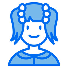 girl blue line icon