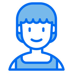 short hair blue line icon