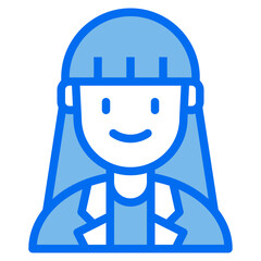 worker woman blue line icon