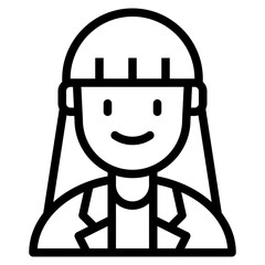 worker woman line icon
