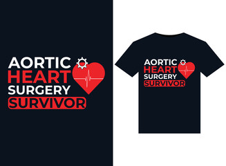 Aortic Heart Surgery Survivor illustrations for print-ready T-Shirts design