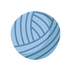 Blue yarn ball cartoon illustration. Cartoon drawing of wool, knitting accessory isolated on white background. Needlework, handicraft, hobby concept