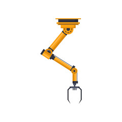 Robot arm or hand for manufacturing industry on white background. Robotic equipment for factory vector illustration. Technology, machinery, engineering concept