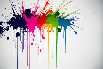 Fototapeta premium Splattered Rainbow of Paint - Generative AI