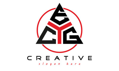 CEG three letter creative triangle shape in circle logo design vector template. typography logo | Letter mark logo | initial logo | wordmark logo | minimalist logo | gaming logo | emblem logo