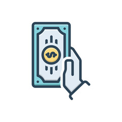 Color illustration icon for cash