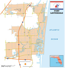 simple street map of the city of Fort Lauderdale, Florida, United States