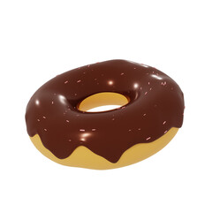 3d chocolate donut illustration object