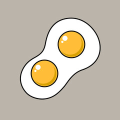 The illustration shows a broken chicken egg. Image of scrambled eggs. Simple vector illustration for design.