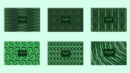 Set of green pattern template, green gradient background