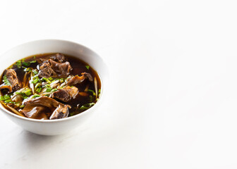 Delicious Braised pork noodles, Thai food noodle