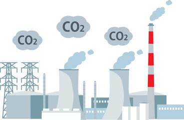 CO2を出す石炭火力発電所　イラスト