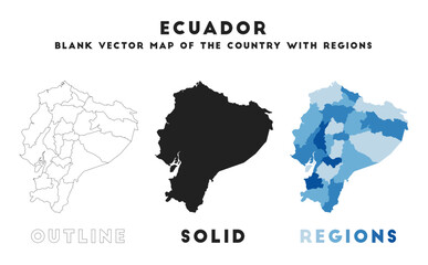 Fototapeta premium Ecuador map. Borders of Ecuador for your infographic. Vector country shape. Vector illustration.