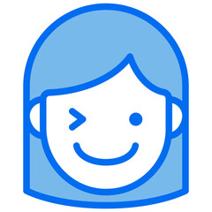 cheerful blue line icon
