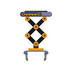Robot arm or hand for conveyor belt on white background. Robotic equipment for factory vector illustration. Technology, machinery, engineering concept