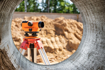 Geodetic level at the construction site. Indication of the elevation of the building under...