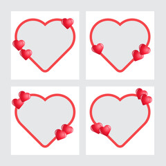 heart background set, border, frame design, love , vector