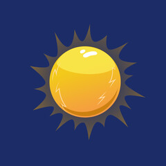 Sun in sky or space cartoon illustration. Cartoon drawing of space object on blue background. Science, universe, astronomy, outer space concept